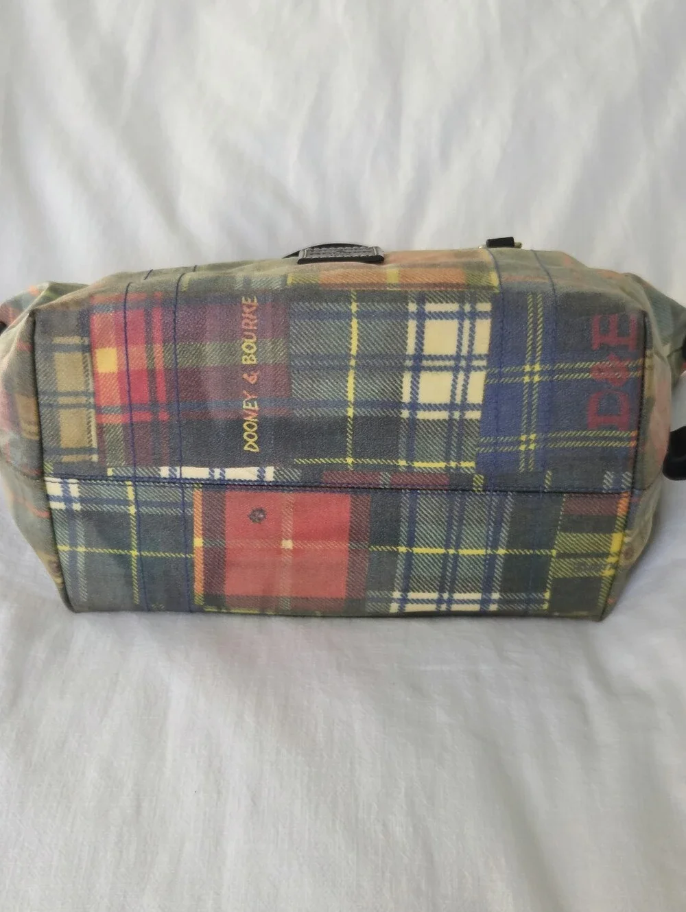 Vintage Dooney & Bourke Plaid Ladybug Madras Plaid Satchel, 1975